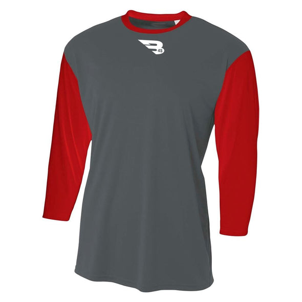 3/4 Performance T-Shirt Apparel B45 Baseball Small Charcoal/Red 