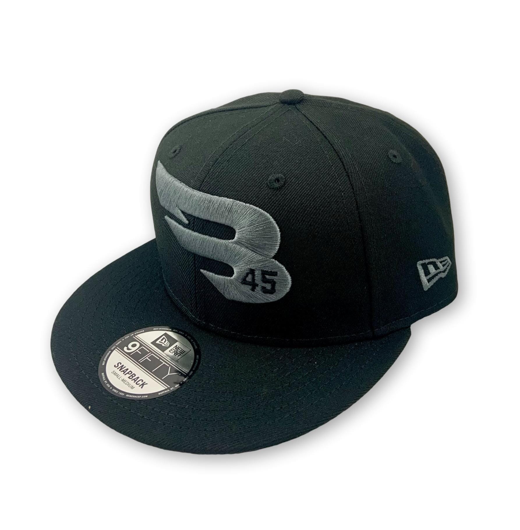 Black 9FIFTY New Era Snapback Hat - Charcoal Logo Edition